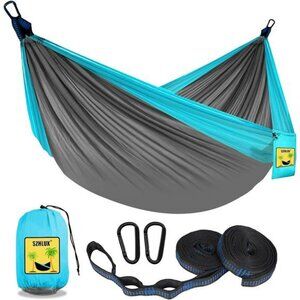 Double Camping Hammock with Tree Straps Lightweight Portable Outdoor Travel